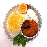 چلو خورشت قیمه بادمجان با گوشت گوساله