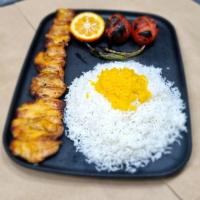 چلو جوجه کباب ران زعفرانی