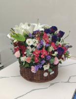 سبد اورینتال و رز بنفش -طیف سفید صورتی بنفش