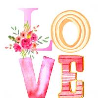 کارت پستال آبرنگ طرح love