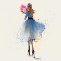 کارت پستال آبرنگ طرح زن