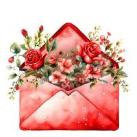 کارت پستال آبرنگ طرح پاکت نامه زیبا