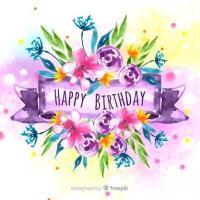 کارت پستال آبرنگ طرح happy birthday