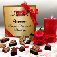 شکلات کادویی دست ساز بلژیکی دیوا پرمیوم سایزمتوسط طرح روبان قرمز