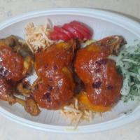 خوراک ران مرغ سرخ شده