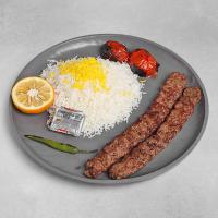 چلو کباب کوبیده دو سیخ