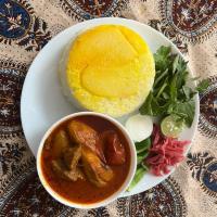 چلو خورشت بادمجان با برنج خارجی