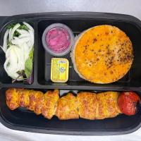 چلو جوجه کباب سینه زعفرانی با برنج ایرانی