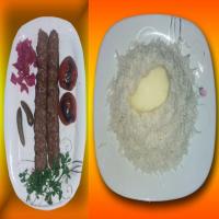 چلو کباب کوبیده (دو سیخ)