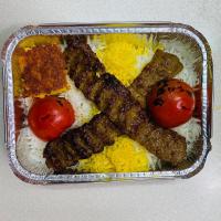 چلو کباب کوبیده (دو سیخ)