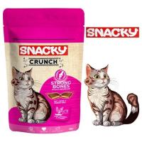 تشویقی گربه اسنکی مخصوص استخوان مدل کرانچ بیسکوئیتی مغزدار طعم مرغ و پنیر