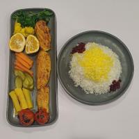 چلو جوجه کباب سینه زعفرانی