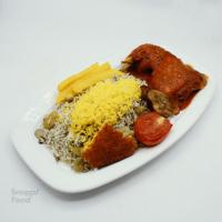 باقالی پلو با ران مرغ سس پز