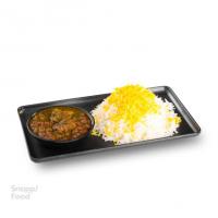 چلو خورشت قورمه سبزی با مرغ