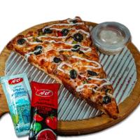 پیتزا ژامبون گوشت و مرغ برشی(مثلث 24×15)