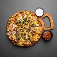 پیتزا گوشت و قارچ آمریکایی (یک نفره)
