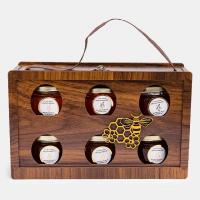 جعبه هدیه شش عسل (طرح چوب) 1.200 کیلوگرم - عسل شهدریزان فردوس