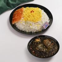 چلو خورشت قورمه سبزی با گوشت گوسفندی