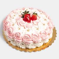 کیک گل صورتی و سفید