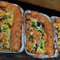 سیب زمینی با قارچ و پنیر و هات داگ