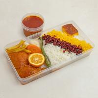 زرشک پلو با ران مرغ