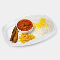 چلو خورشت قیمه معمولی با برنج هندی