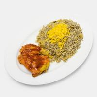 باقالی پلو با مرغ سرخ شده (ران)