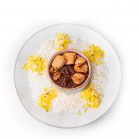 چلو خورشت فسنجان با مرغ