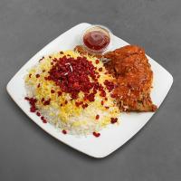 زرشک پلو با مرغ سس پز (ران)