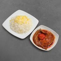 چلو خورشت مسما بادمجان با ران مرغ