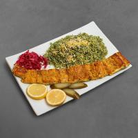 شوید پلو ماهی قزل آلا کبابی