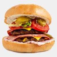 دوبل چیز برگر ذغالی