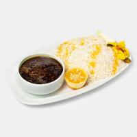 چلو خورشت قورمه سبزی معمولی