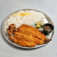 چلو ماهی قزل آلا سرخ شده