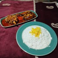چلو مسما بادمجان با گوشت