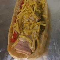 ساندویچ ژامبون مرغ (با نان بولکی)