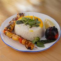 چلو جوجه کباب چوبی زعفرانی