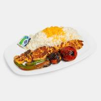 چلو جوجه کباب زعفرانی  یک سیخ