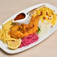 چلو شنیسل مرغ