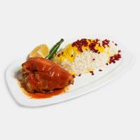 زرشک پلو با مرغ سرخ شده (سینه)