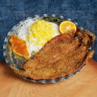 چلو ماهی قزل آلا مخصوص (سرخ شده)