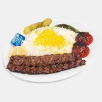 چلو کباب کوبیده معمولی دو سیخ