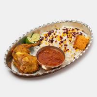 زرشک پلو با مرغ سرخ شده (ران)