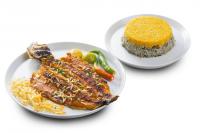 شوید پلو با ماهی قزل آلا کبابی