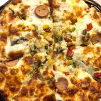 پیتزا گوشت و قارچ آمریکایی (یک نفره)