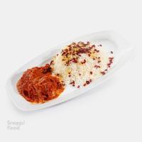 زرشک پلو با مرغ سس پز ران مرغ