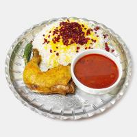 زرشک پلو با مرغ سرخ کرده