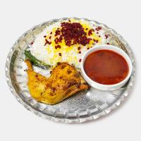 زرشک پلو با مرغ کبابی