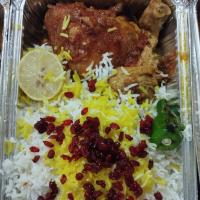 زرشک پلو با مرغ سس پز