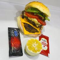 دبل چیز برگر ذغالی